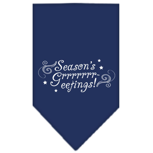 Seasons Greetings Screen Print Bandana Navy Blue Small